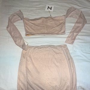 Nude/ Gold Sparkle Strapless Bralette Top